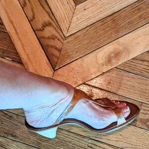 CYDWOQ Minimalist Hand-made Leather Sandal Natural Cognac brown 36 6 ~1.5" heel